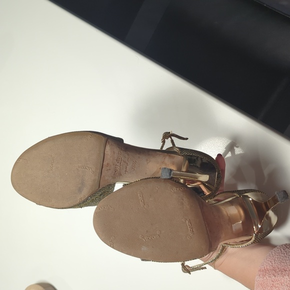 Jimmy Choo Lang Strappy Gold Heels - Picture 8 of 8